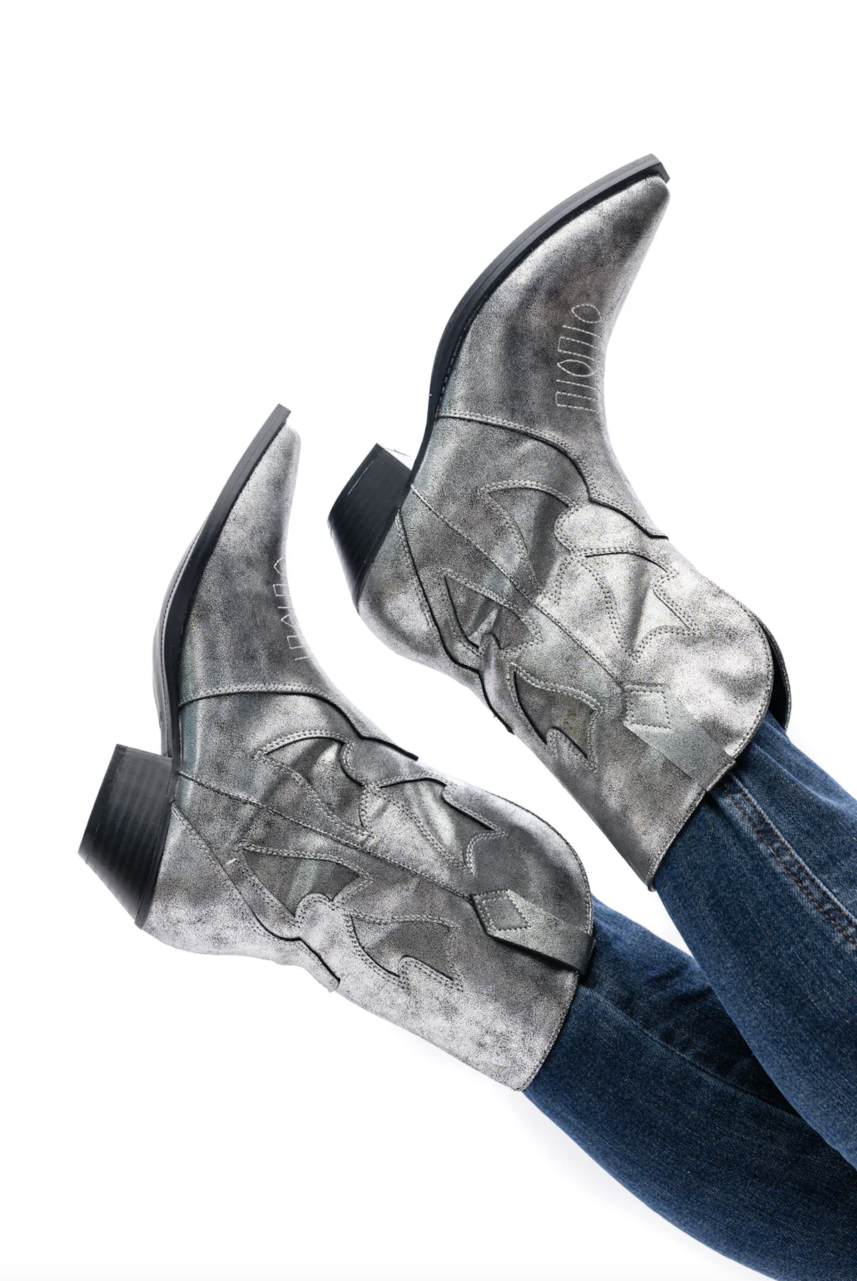 Jersey Metallic Boot in Silver Shoes