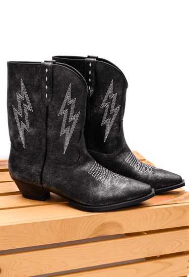 The Bowie Boot in Metallic Black