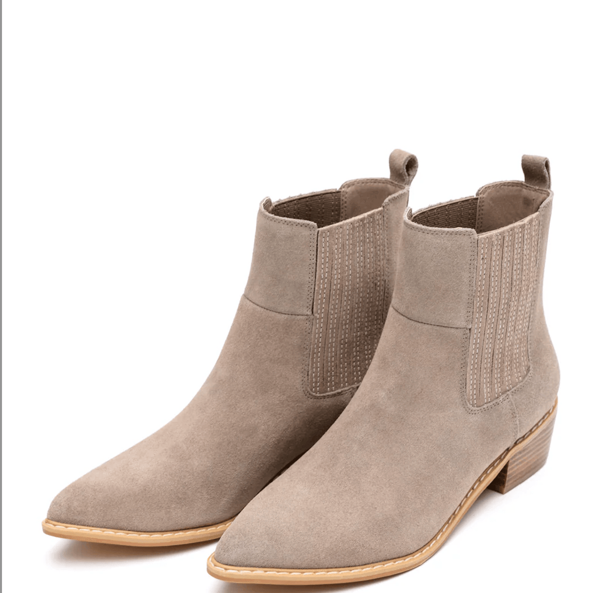 Leonor Suede Ankle Boot in Taupe - Three Mad Hatters Mercantile 