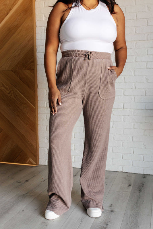 Set Process Mineral Wash Waffle Knit Pants in Brown Athleisure   