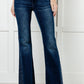 Shannon Mid Rise Rhinestone Detail Flare Jeans Womens