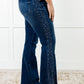 Shannon Mid Rise Rhinestone Detail Flare Jeans Womens