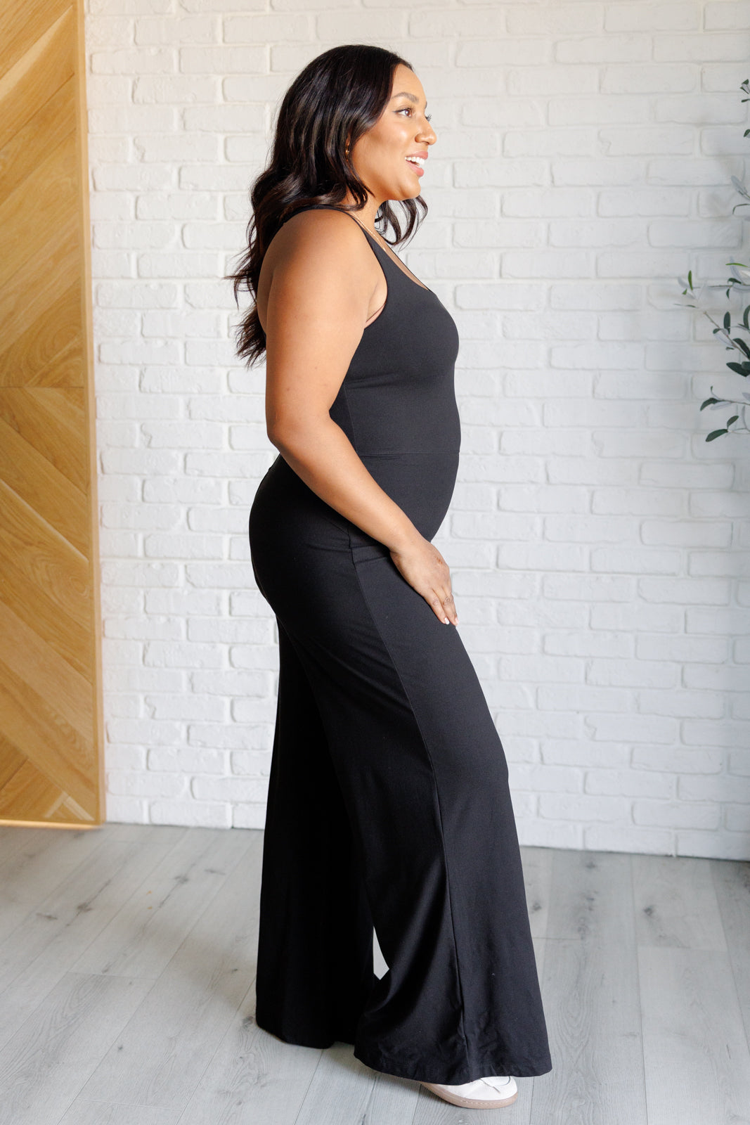 Shavasana Everyday Wide Leg Jumpsuit in Black Jumpsuits & Rompers   