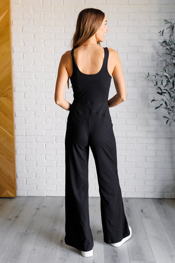 Shavasana Everyday Wide Leg Jumpsuit in Black Jumpsuits & Rompers   