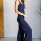 Shavasana Everyday Wide Leg Jumpsuit in Navy Jumpsuits & Rompers   