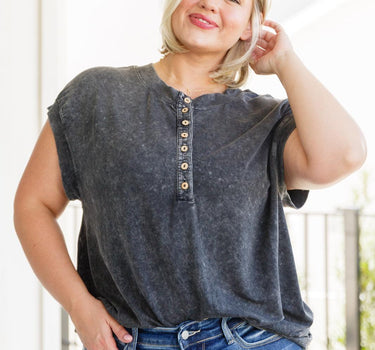 She's Alright Mineral Wash Sleeveless Henley