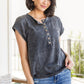 She's Alright Mineral Wash Sleeveless Henley Tops   