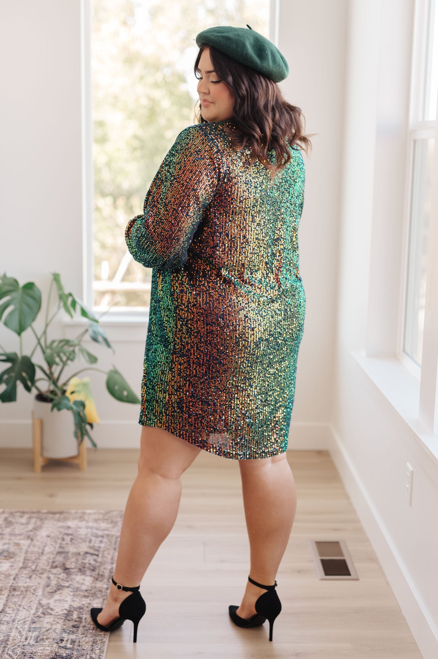 Shimmering Splendor Sequin Shirt Dress Dresses   