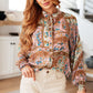 Show and Tell Mixed Print Peasant Blouse Womens Tops   