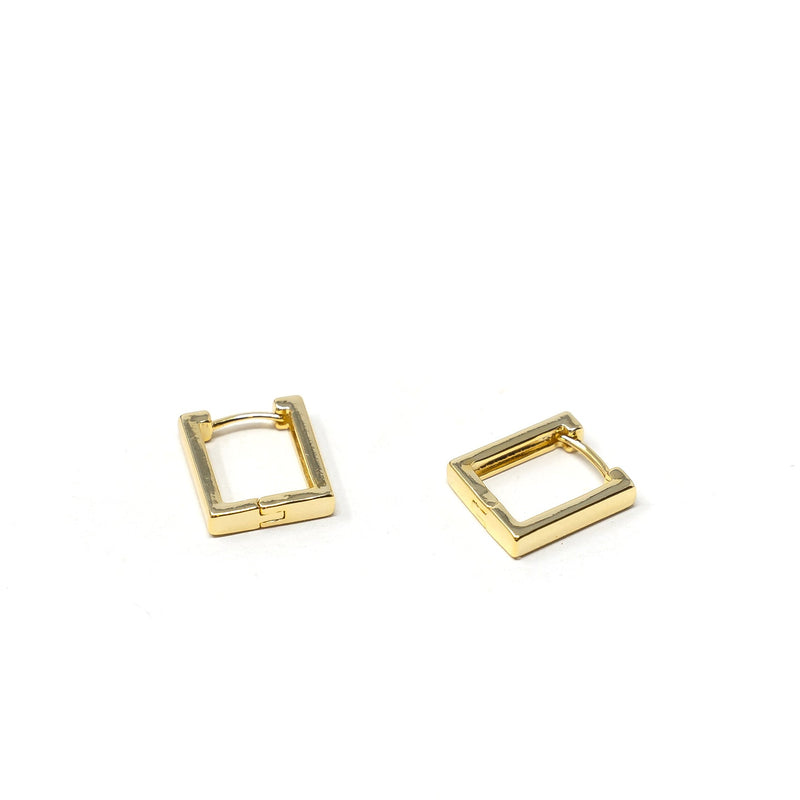 Square Huggies Earrings Gold  