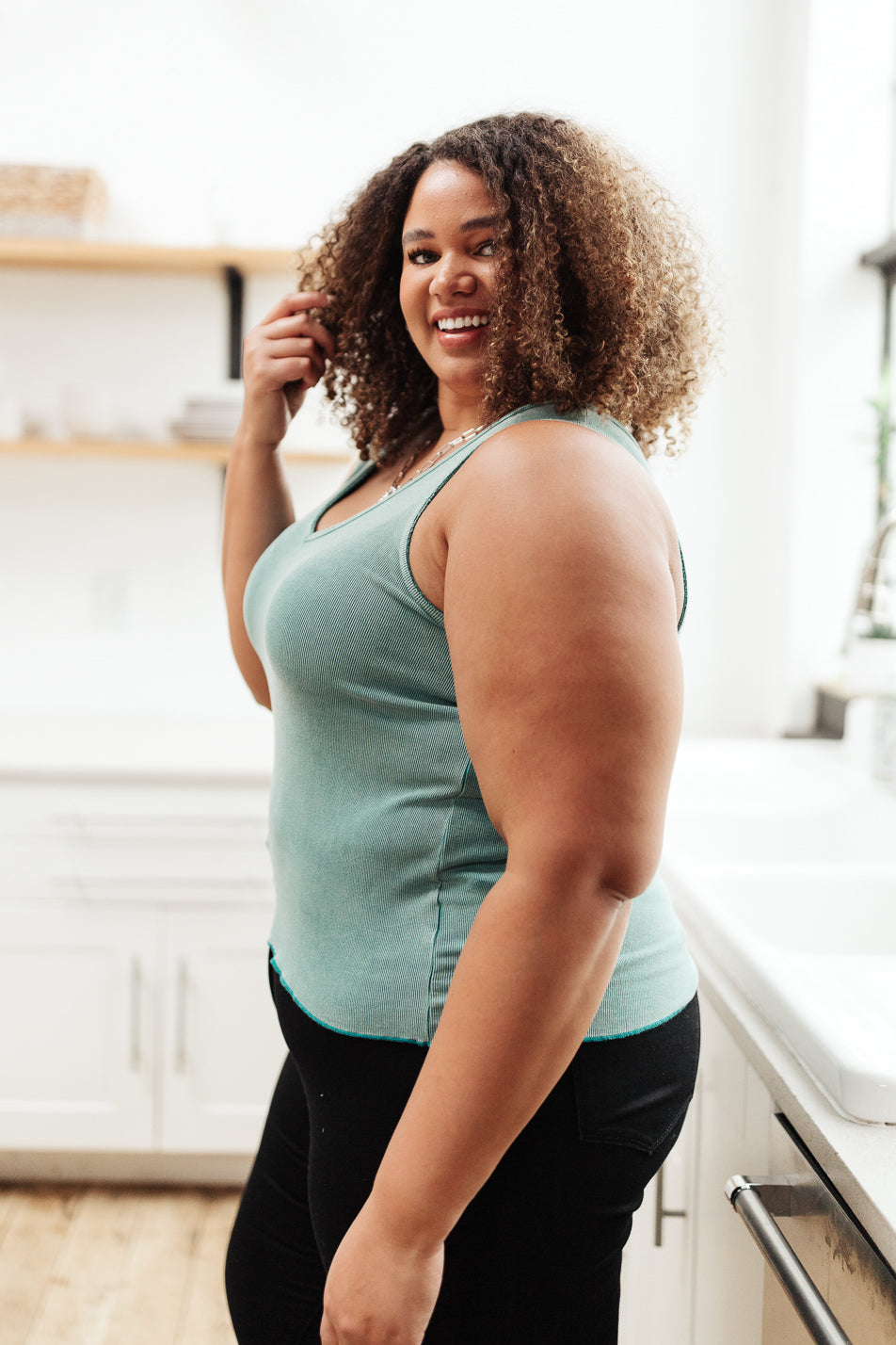 Stay Easy Tank In Aqua Womens   