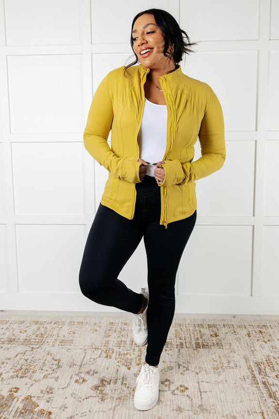 Staying Swift Activewear Jacket in Yellow Pear Layers