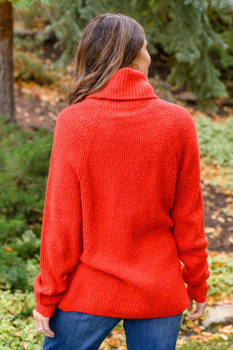 Steady Pace Roll Neck Sweater In Red - Three Mad Hatters Mercantile 