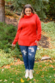 Steady Pace Roll Neck Sweater In Red Womens