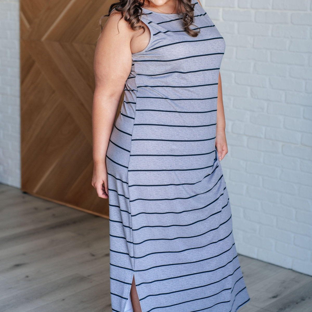 Still Got It Sleeveless Maxi In Gray - Three Mad Hatters Mercantile 
