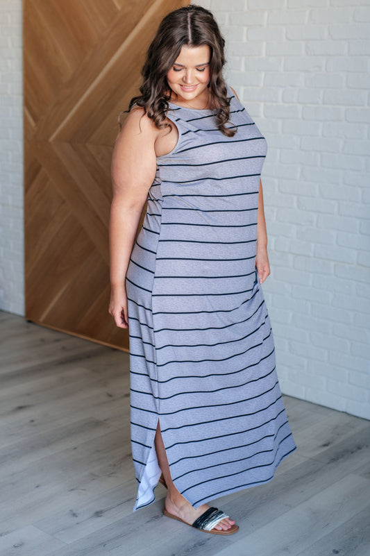 Still Got It Sleeveless Maxi In Gray Womens Dresses   