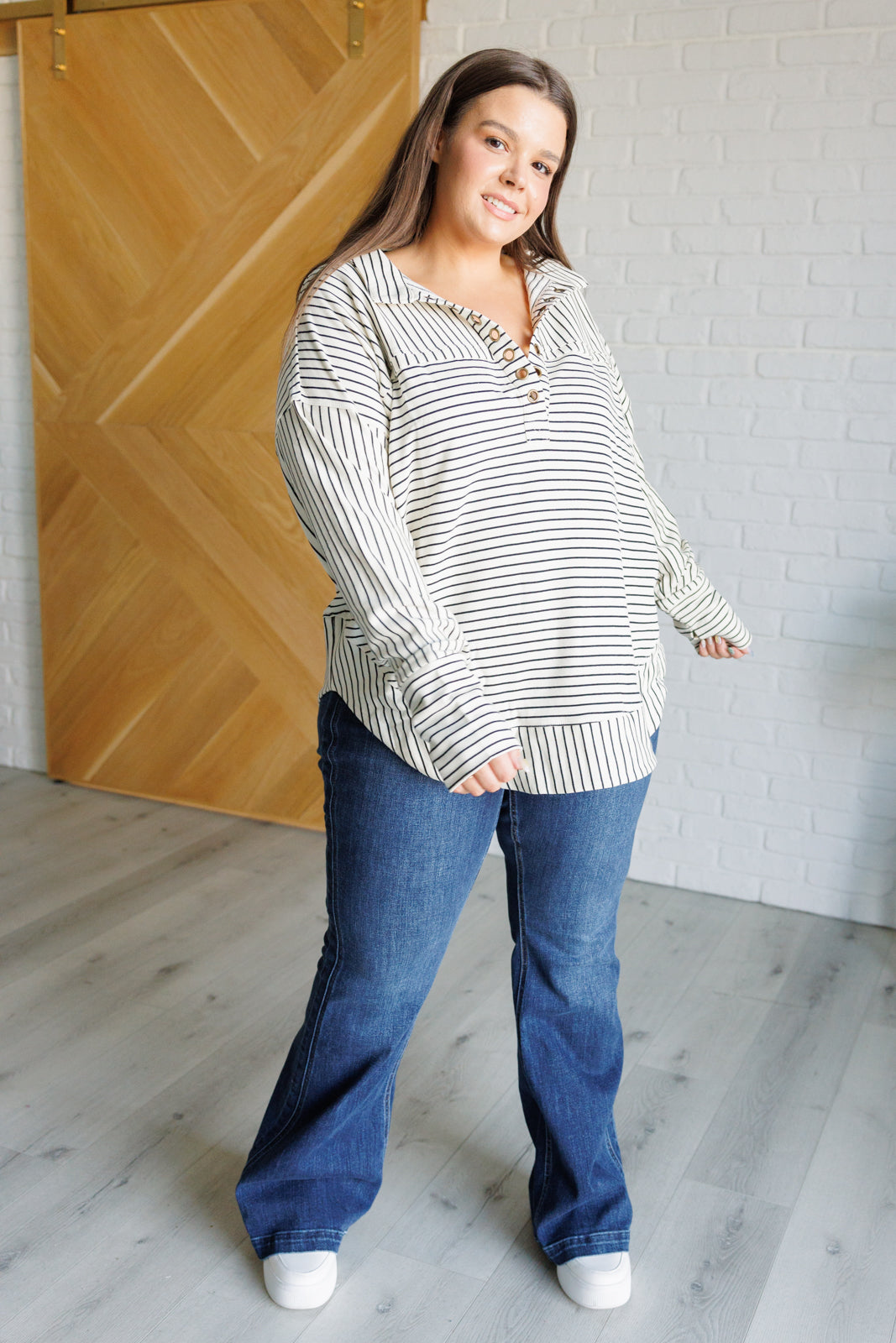 Striped Serendipity Pullover Tops   