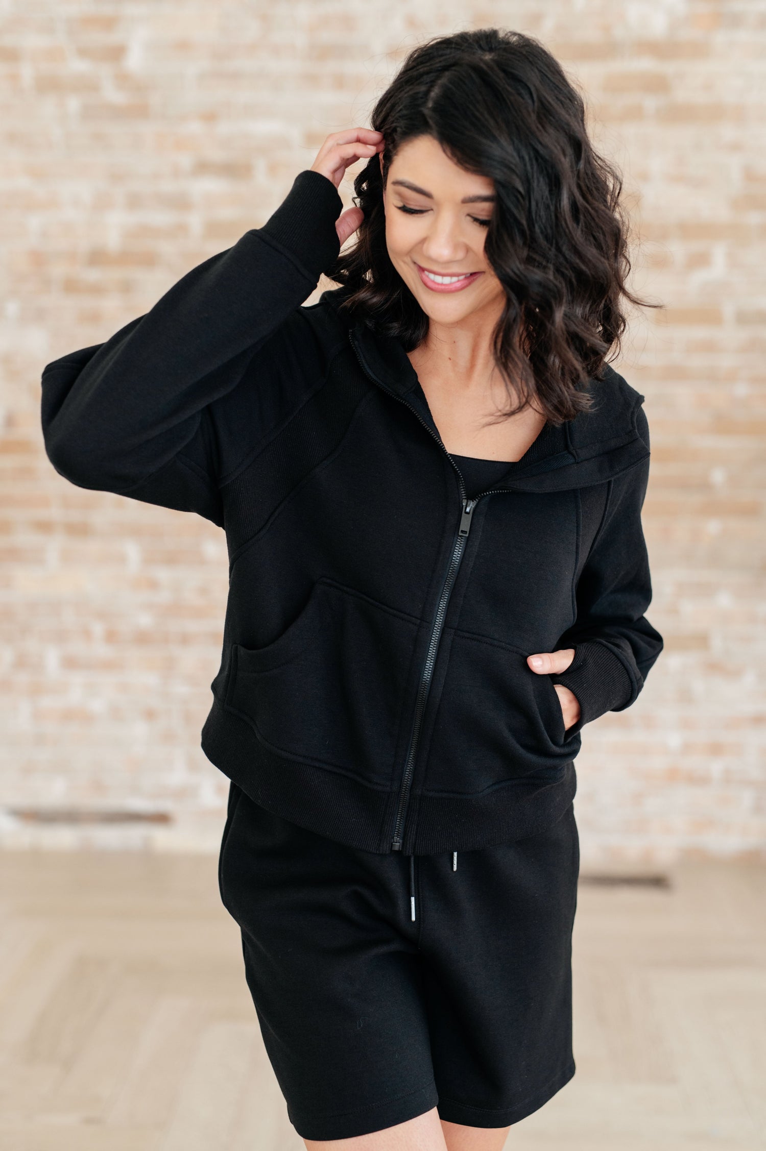 Sun or Shade Zip Up Jacket in Black Athleisure   