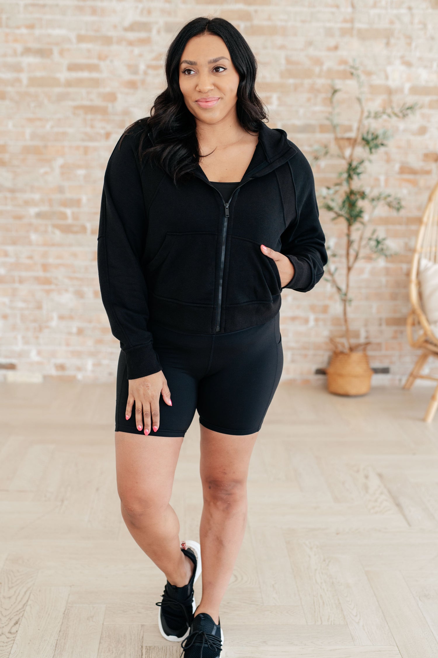 Sun or Shade Zip Up Jacket in Black Athleisure   