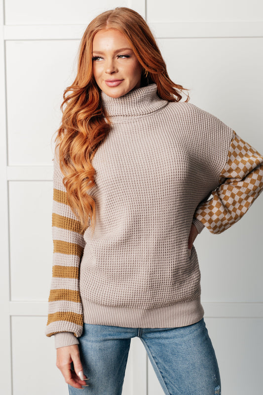 Super Seasonal Patchwork Waffle Knit Sweater Tops