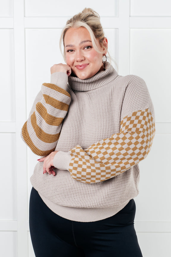 Super Seasonal Patchwork Waffle Knit Sweater Tops