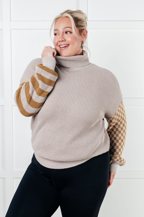 Super Seasonal Patchwork Waffle Knit Sweater Tops