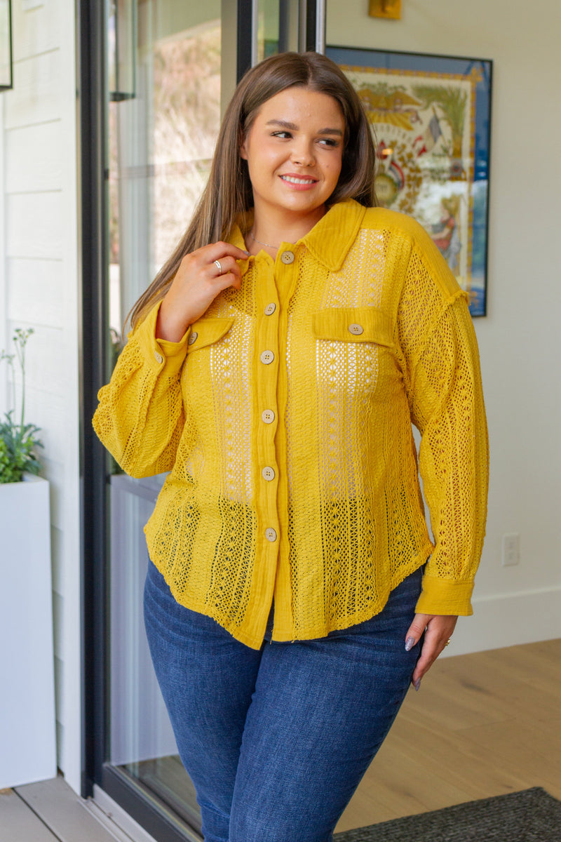 Sweeter Than Nectar Lace Button Down in Honey Womens Tops   