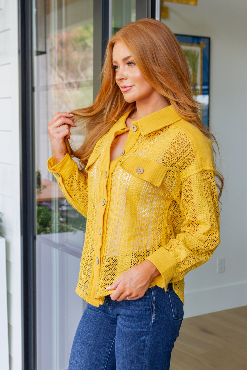 Sweeter Than Nectar Lace Button Down in Honey Womens Tops   