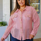 Sweeter Than Nectar Lace Button Down in Rose Womens Tops   