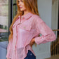 Sweeter Than Nectar Lace Button Down in Rose Womens Tops   