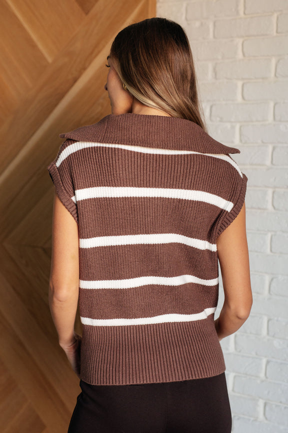 Tea Service 1/4 Zip Sleeveless Sweater Tops   