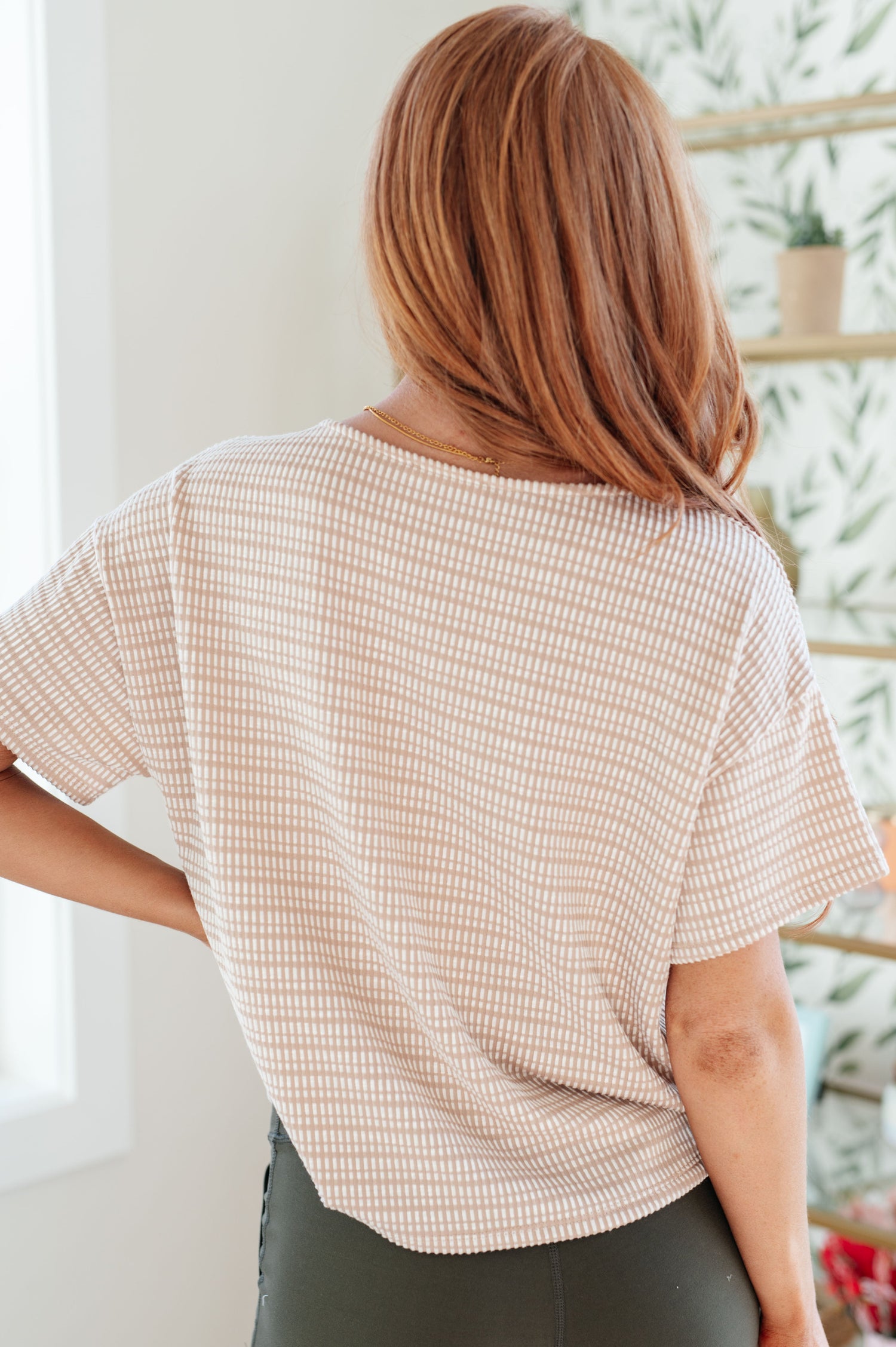 Textured Boxy Top in Taupe Tops   