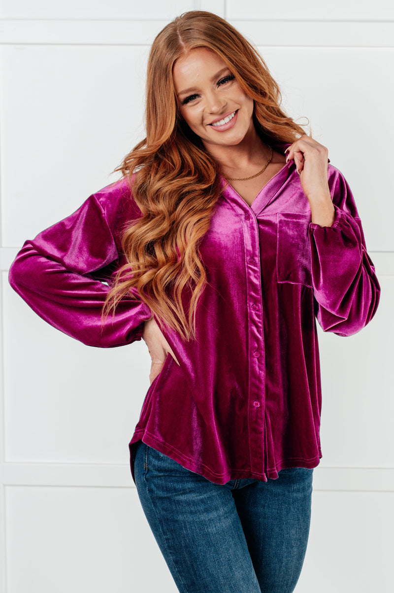 The Best Policy Velvet Balloon Sleeve Top Tops