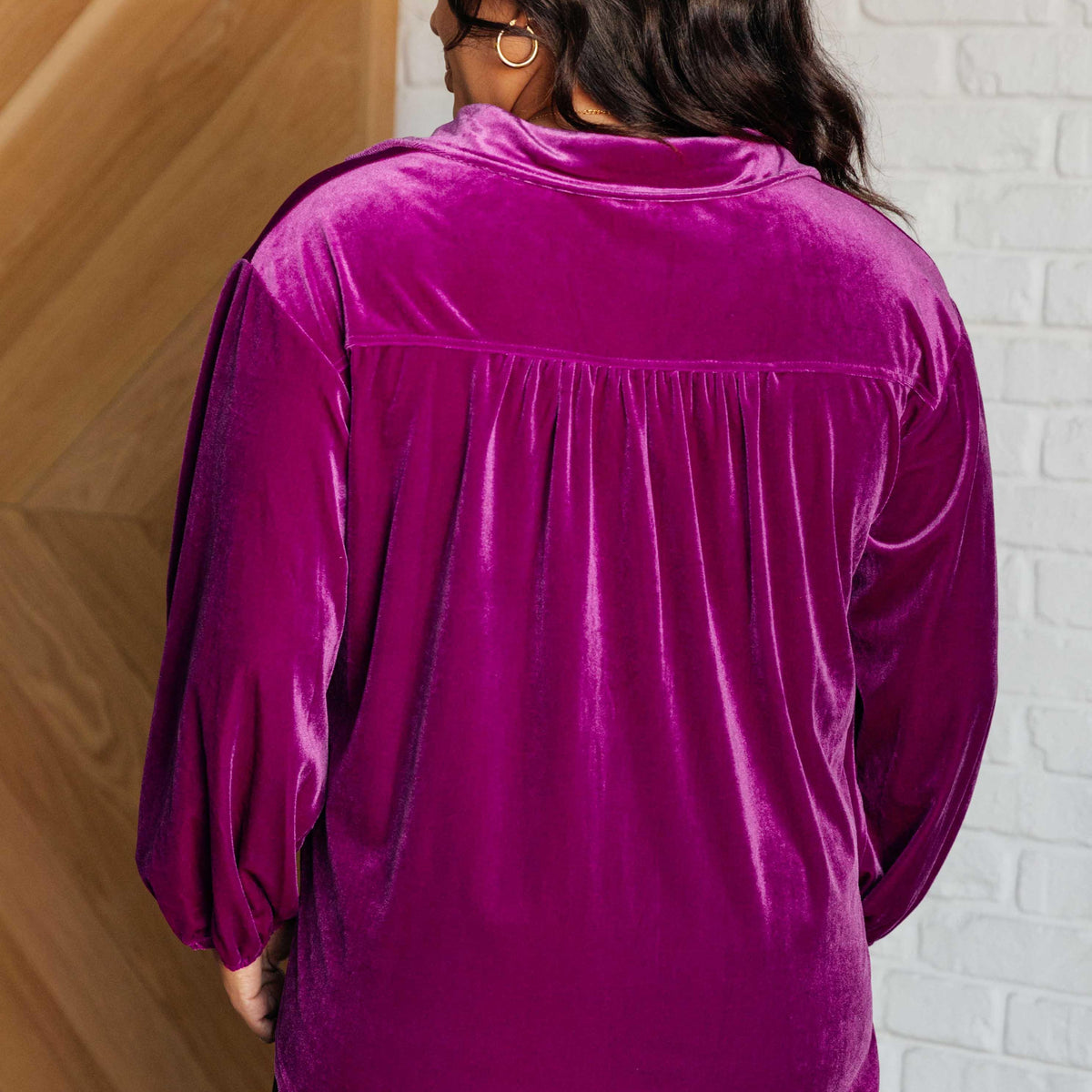 The Best Policy Velvet Balloon Sleeve Top - Three Mad Hatters Mercantile 