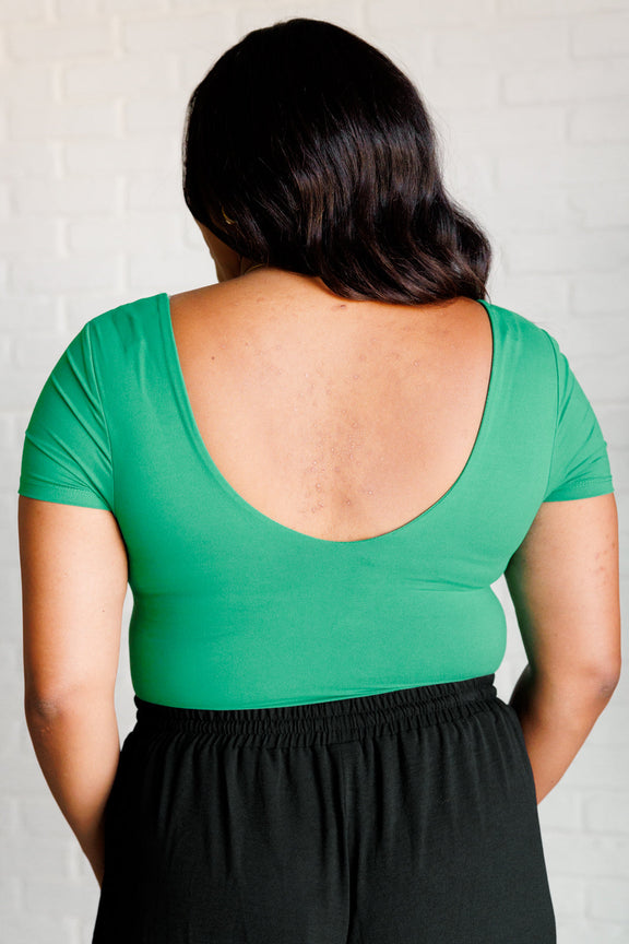 They're Not Like Us Square Neck Bodysuit in Emerald Green Tops   