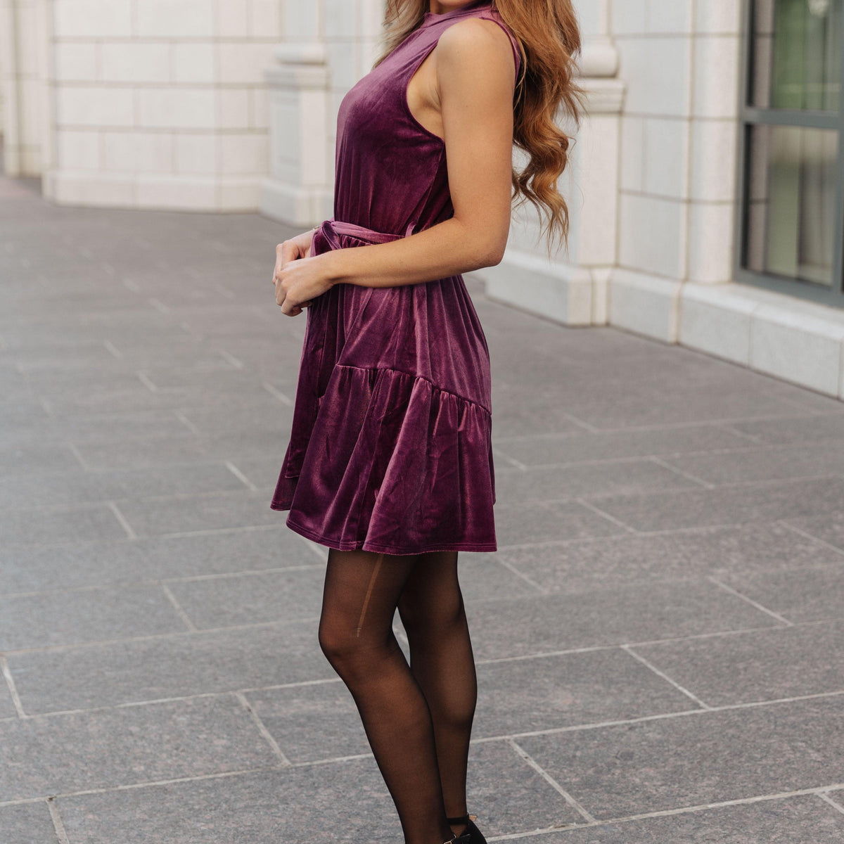 Tied In A Bow Velvet Dress - Three Mad Hatters Mercantile 