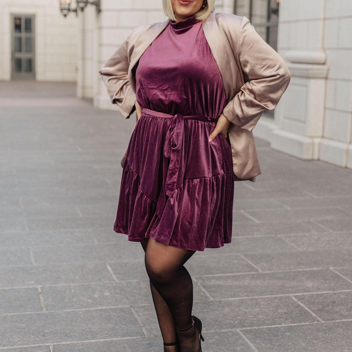 Tied In A Bow Velvet Dress - Three Mad Hatters Mercantile 