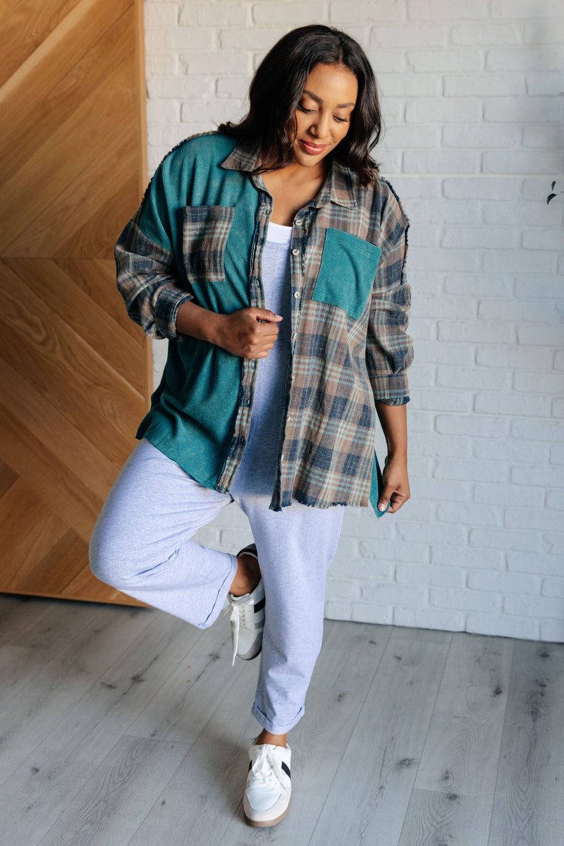 Tied for Time Thermal Plaid Button Up Tops   