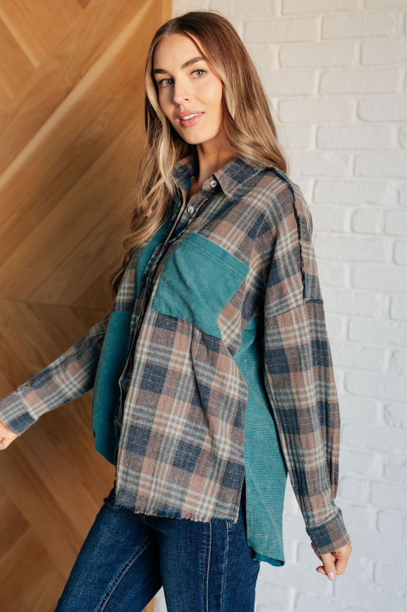 Tied for Time Thermal Plaid Button Up Tops   