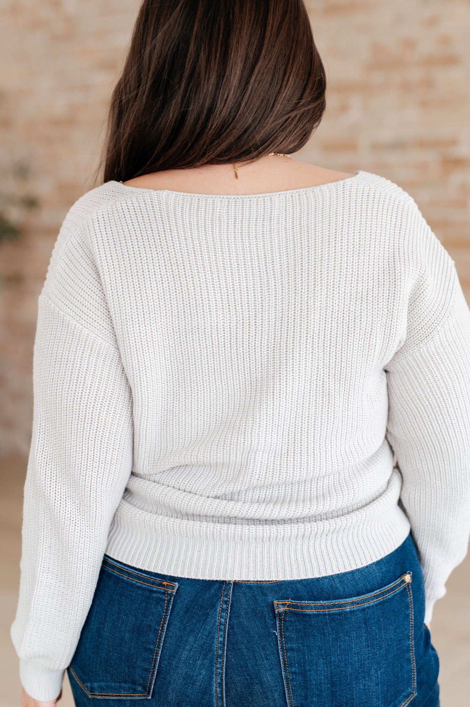 Told You So Ribbed Knit V Neck Sweater in Oatmeal Tops   