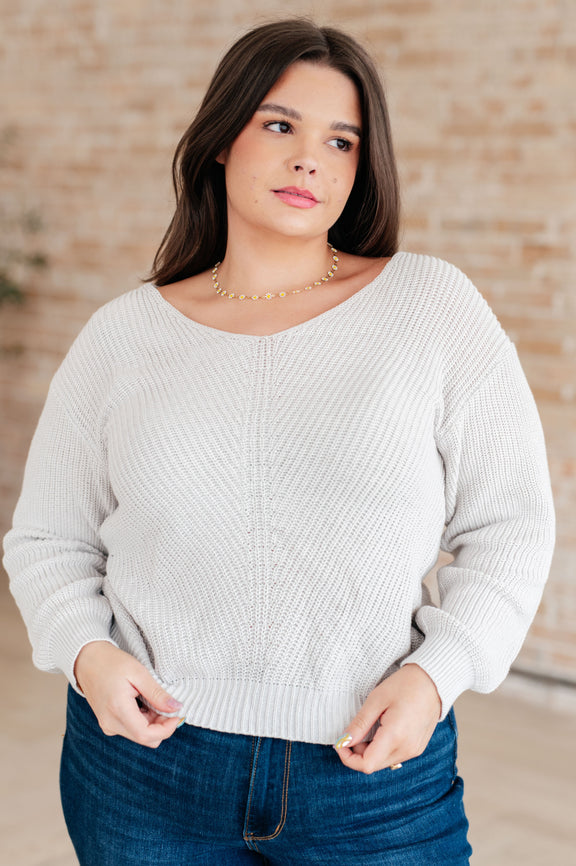 Told You So Ribbed Knit V Neck Sweater in Oatmeal Tops   