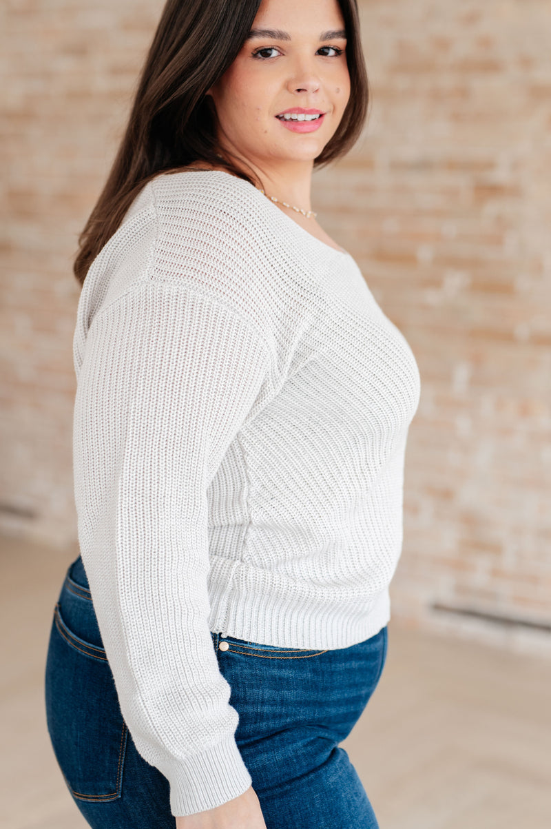 Told You So Ribbed Knit V Neck Sweater in Oatmeal Tops   