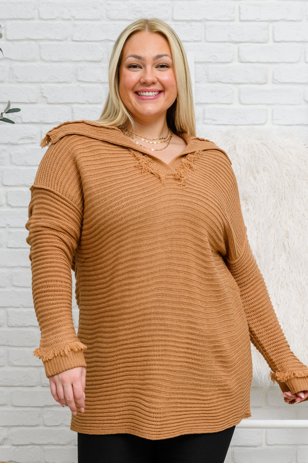 Travel Far & Wide Sweater in Taupe Womens