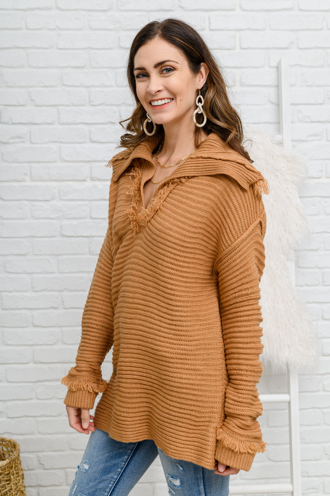 Travel Far & Wide Sweater in Taupe Womens