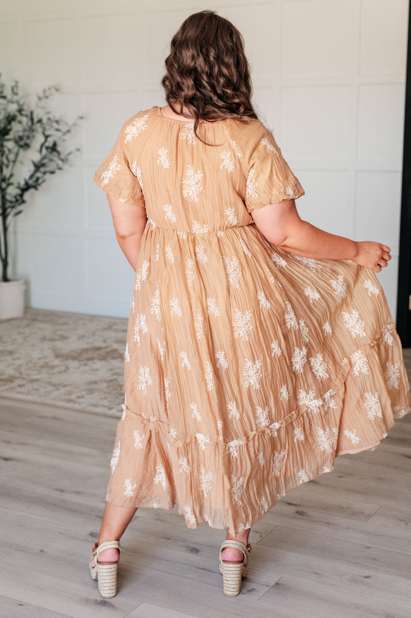 Trusting My Intuition Balloon Sleeve Dress in Camel Dresses   