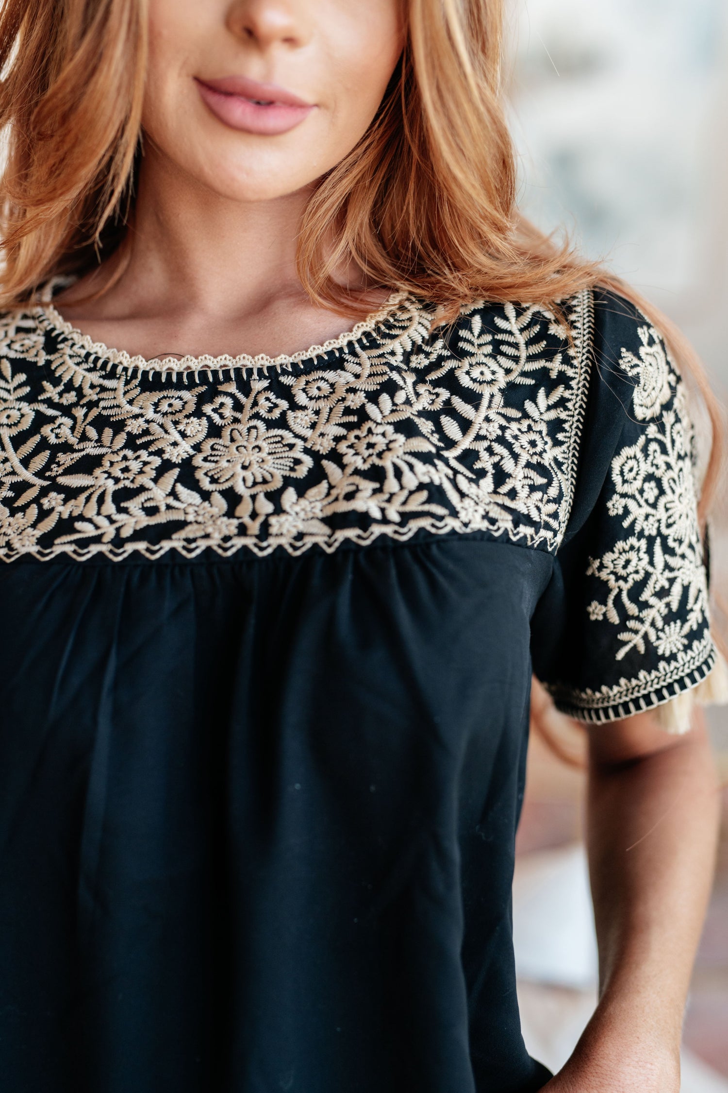 Try Again Embroidered Top Tops   