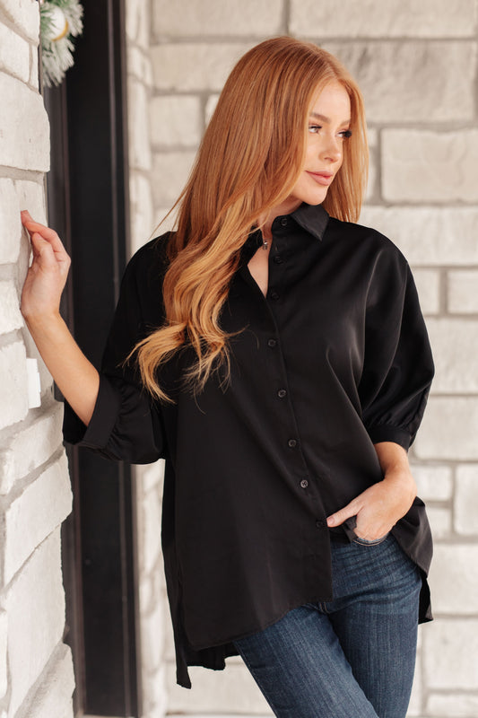 Turned Out Perfect Oversized Button Down Shirt Tops   