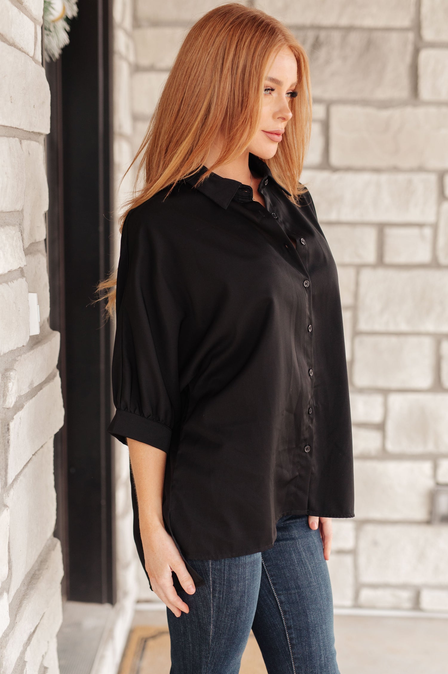 Turned Out Perfect Oversized Button Down Shirt Tops   