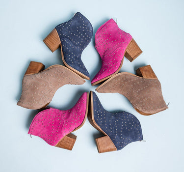 Twilight Studded Heeled Ankle Boot in Taupe
