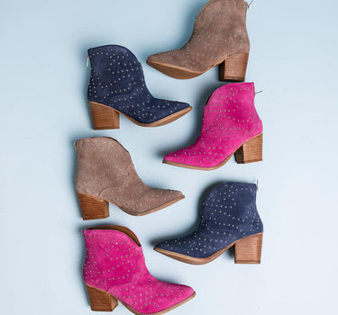 Twilight Studded Heeled Ankle Boot in Black